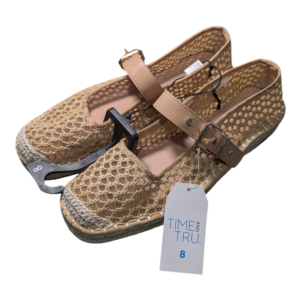 Time And Tru - Espadrille - Mary Jane Flats - Size 8 - NWT - Tan